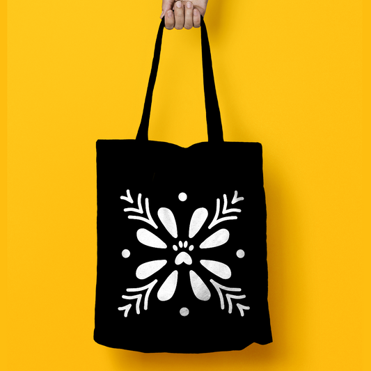 Pawsome flower tote bag